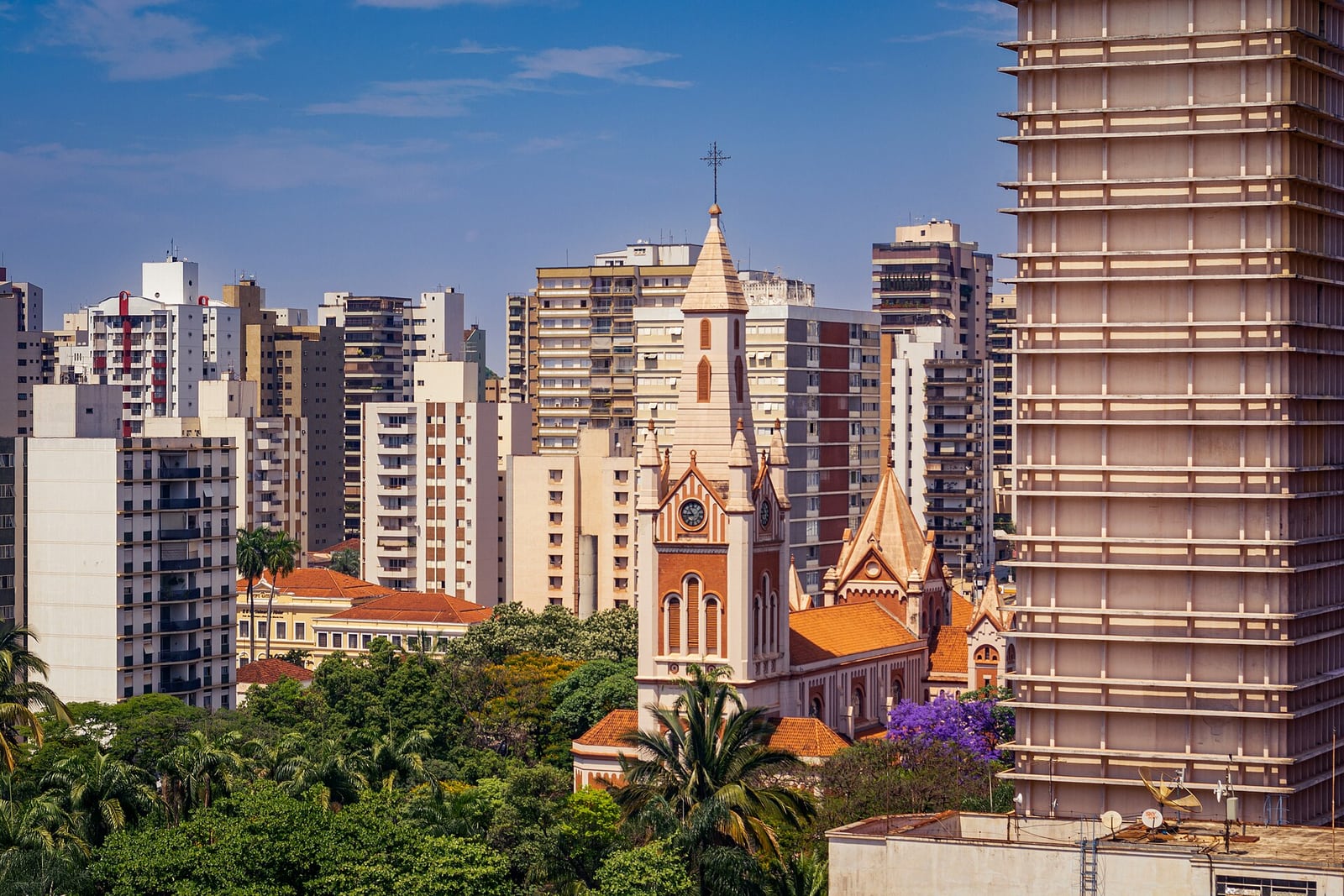 Catedral Metropolitana de São Sebastião entre os prédios do centro